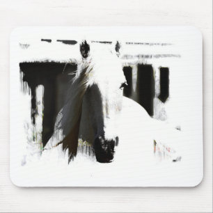White Stallion Artwork Mousepad