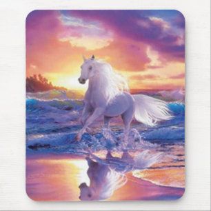 White Stallion Mouse Pad Mousepad