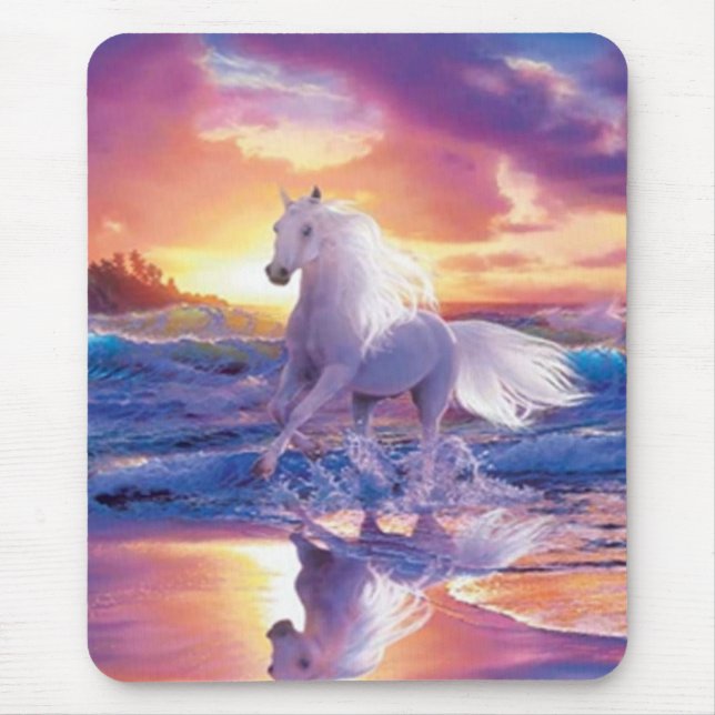 White Stallion Mouse Pad Mousepad (Vorne)