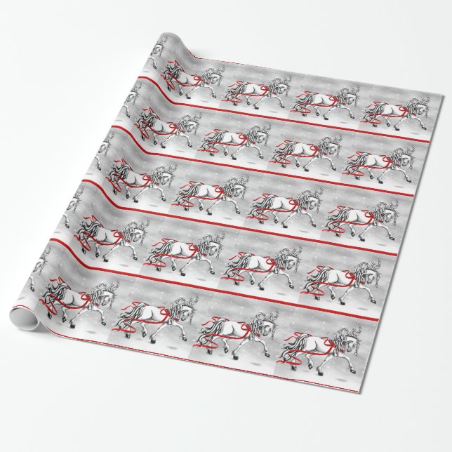 White Stallion Weihnachtsdesign Geschenkpapier (Ungerollt)
