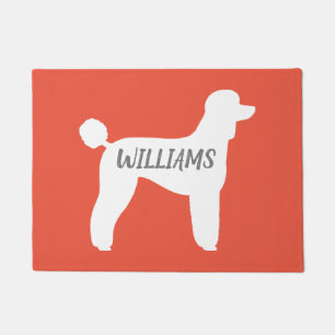 White Standard Poodle Dog Silhouette Personalisier Fußmatte