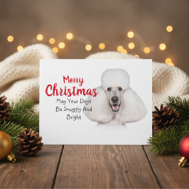 White Standard Poodle Weihnachtskarte Feiertagspostkarte
