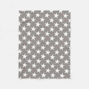White Star Chic Beige Brown Stars Design Moderne Fleecedecke
