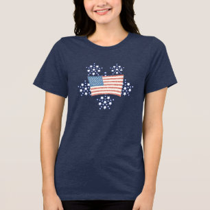 White Star Feuerwerk und Pointillismus-Flagge-T-Sh Tri-Blend Shirt