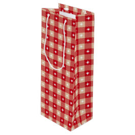 White Star Gingham Country Holiday Geschenktüte Für Weinflaschen