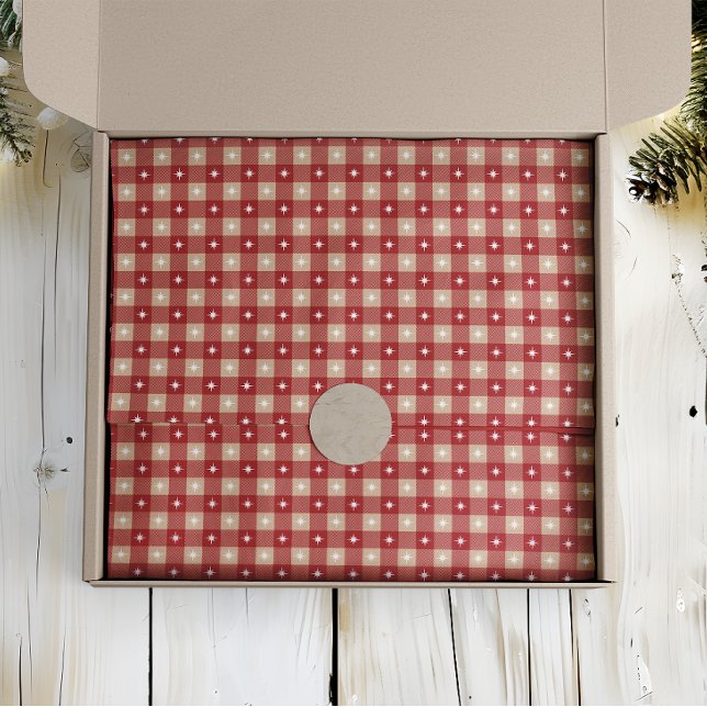 White Star Gingham Country Holiday Seidenpapier (Von Creator hochgeladen)