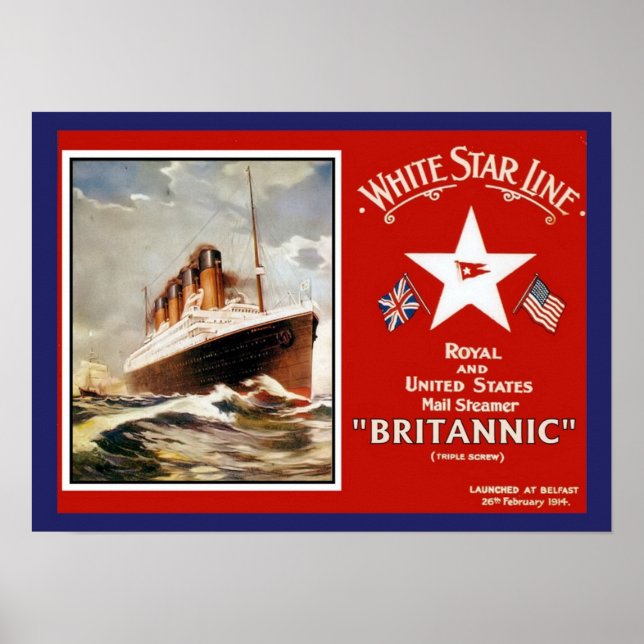 White Star Line Britannic Ship Poster (Vorne)