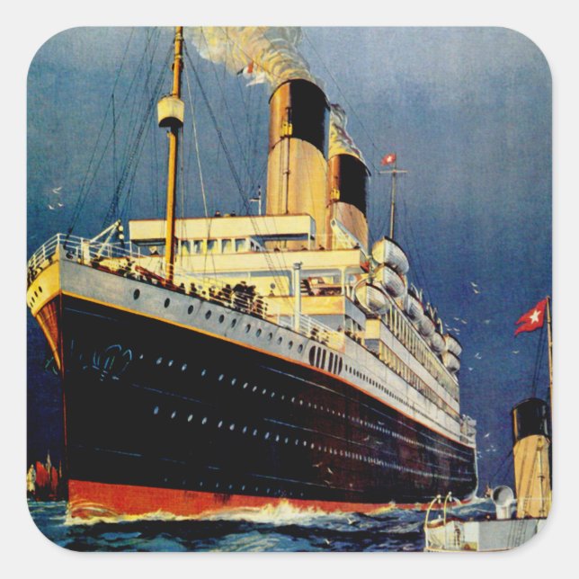 White Star Line Quadratischer Aufkleber (Vorderseite)