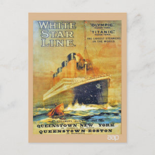 White Star Line Titanic & Olympic Anzeige Postkarte