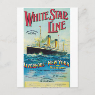 White Star Line, Vintage Seereiseplakat Postkarte