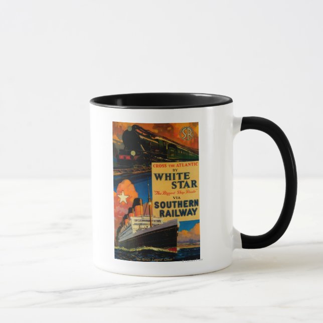 White Star SR Vintag Poster Europe Tasse (Rechts)