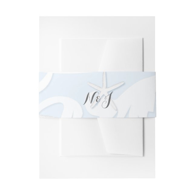 White Starfish Blue Beach Elegante Hochzeit Einladungsbanderole (Vorderseite Beispiel)
