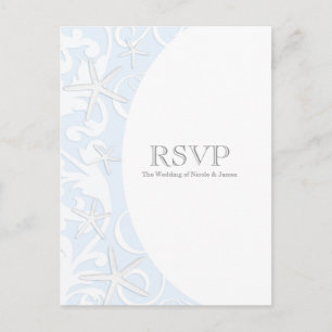 White Starfish Blue Beach Elegante Wedding UAWG Einladungspostkarte