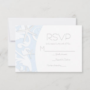 White Starfish Blue Beach Elegante Wedding UAWG RSVP Karte