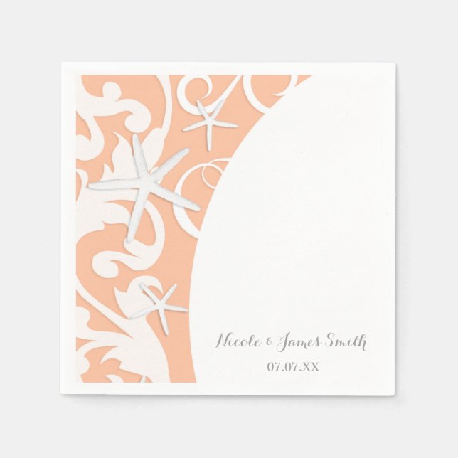 White Starfish Coral Beach Elegante Hochzeit Serviette (Vorderseite)