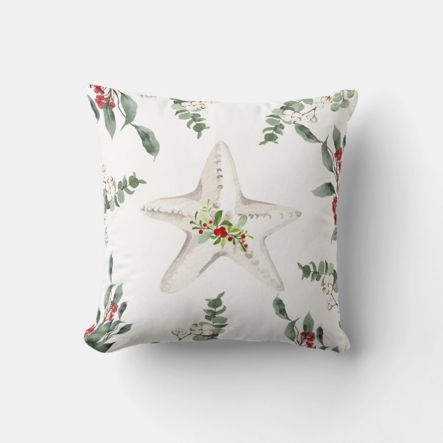 White Starfish Weihnachtsfest Kissen (Vorderseite)