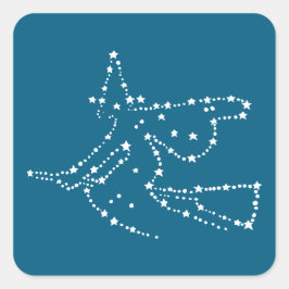 White Starry Hexe Halloween Quadratischer Aufkleber