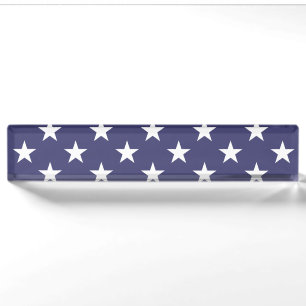 White Stars Patriotic American Flag Muster Namensplakette