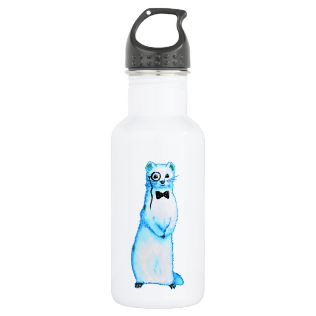 White Stoat Ermine Niedlich Mustelid Ferret Lover  Edelstahlflasche (Vorderseite)