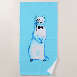 White Stoat Ermine Niedlich Mustelid Ferret Lover Strandtuch