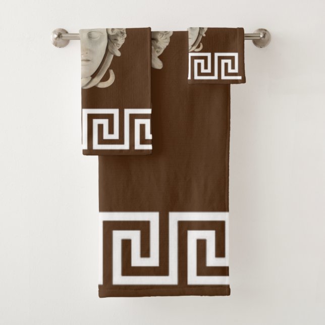 White Stone Medusa Griechischer Designer Badhandtuch Set (Insitu)