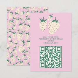 White Strawberry Niedlich Pineberry BABY SHOWER QR Begleitkarte