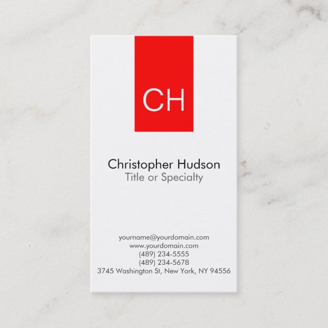 White Strip Monogram Business Card Visitenkarte (Vorderseite)