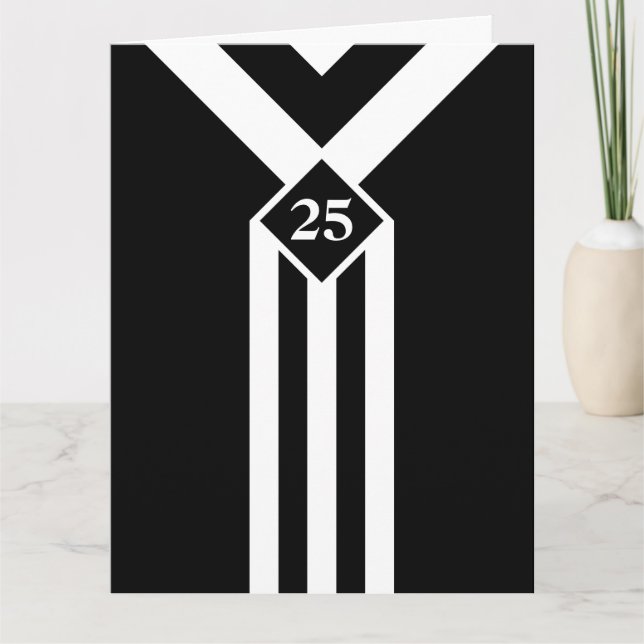 White Stripes and Chevrons on Black with Monogram Karte (Vorderseite)