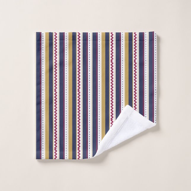White stripes with wavy red lines waschlappen (Waschlappen)