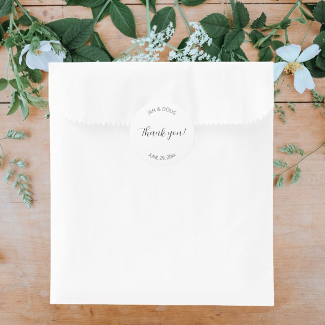 White Stylized Wedding Vielen Dank Runder Aufkleber (Von Creator hochgeladen)
