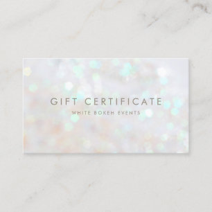 White Subtile Glitzer Bokeh Geschenkgutschein Empfehlungskarte