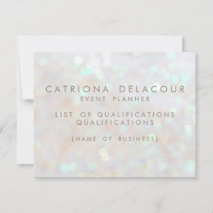 White Subtle Glitzer Bokeh Business Employee Card