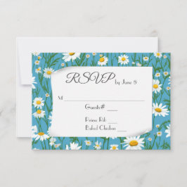 White Summer Daisies for Wedding RSVP Karte