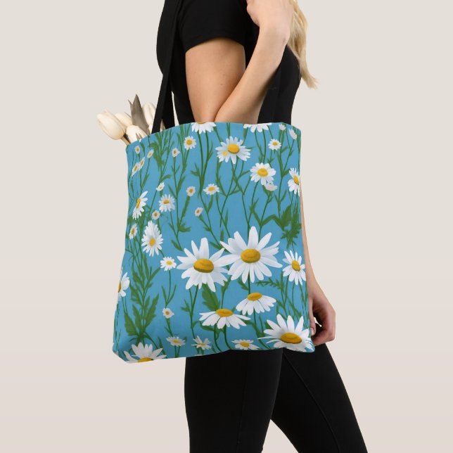 White Summer Daisies on Aqua Tasche (Von Nahem)