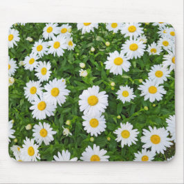 White Summer Daisy Garden Mousepad