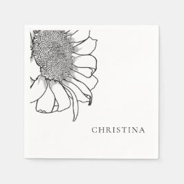 White Sunflower Cocktail Napkins Serviette