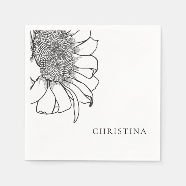 White Sunflower Cocktail Napkins Serviette (Vorderseite)