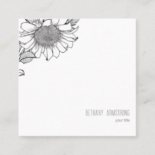 White Sunflower Simple Square Quadratische Visitenkarte