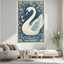 White Swan Art Nouveau Aqua Blaues Wasser Juwel To