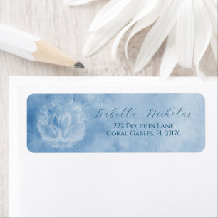 White Swan Dusty Blue Wedding Rücksendeadresse