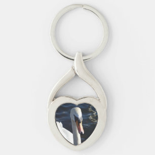 White Swan Heart Keychain Schlüsselanhänger