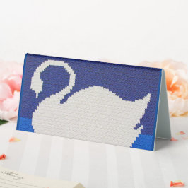 White Swan Silhouette Blue Designer Crochet Print Tischaufsteller