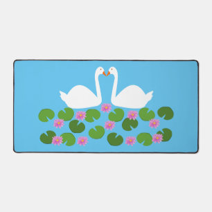 White Swans and Water lilies Wedding Schreibtischunterlage