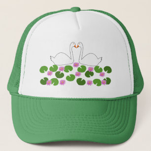 White Swans and Water lilies Wedding Truckerkappe
