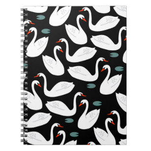 White Swans Lake Nahtloses Tapete Notizblock