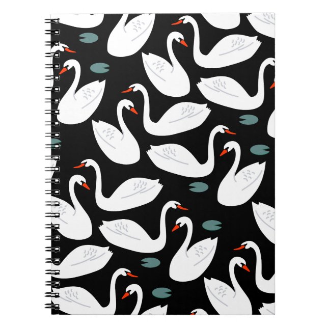 White Swans Lake Nahtloses Tapete Notizblock (Vorderseite)