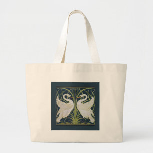 White Swans Nouveau Blue Jumbo Stoffbeutel