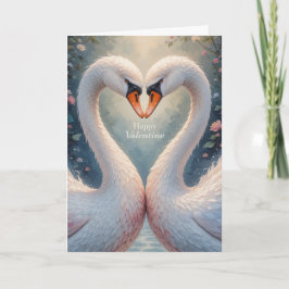 White Swans Valentine Romantic Love Birds Feiertagskarte