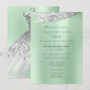 White Sweet 16. Bridal Dress Mint Green Einladung