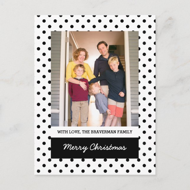 White Sweet Polka Dot Holiday Foto Postkarte (Vorderseite)